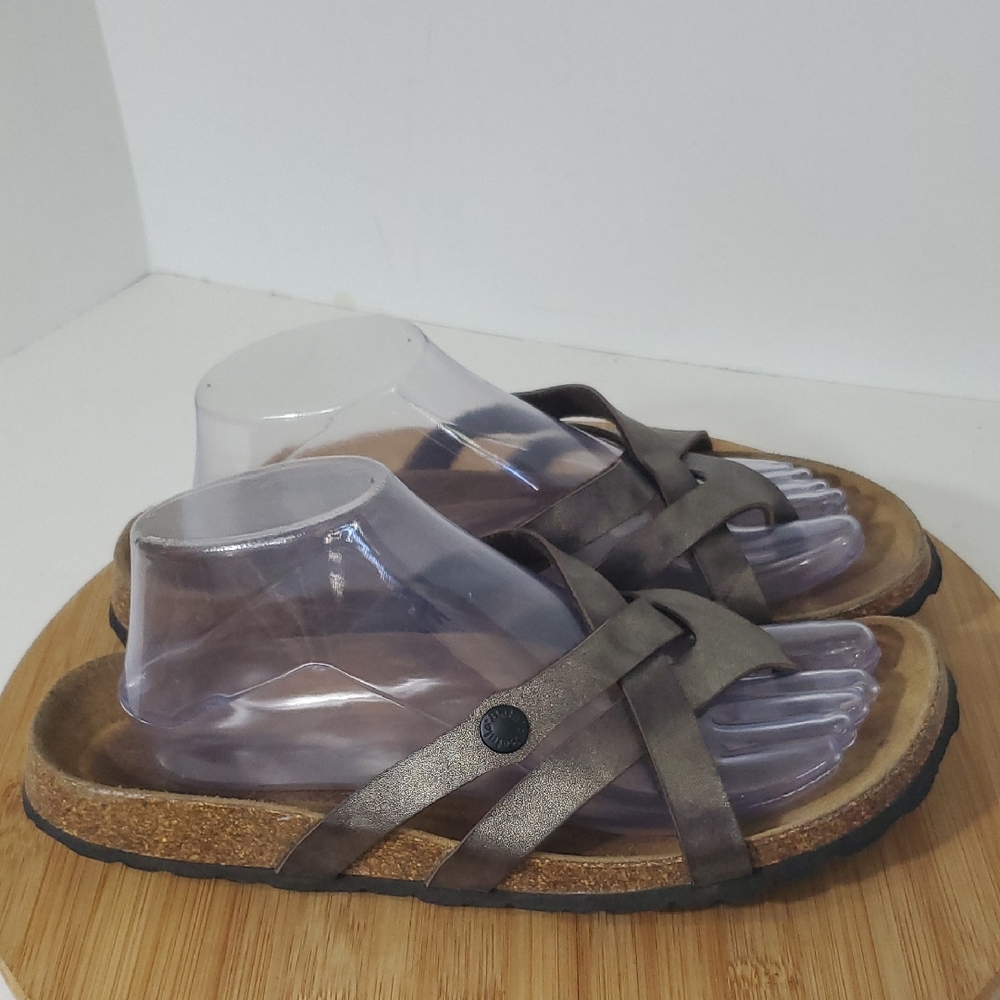 Betula by Birkenstock Vinja Metallic Strappy Cork Sandals Women's Size 9